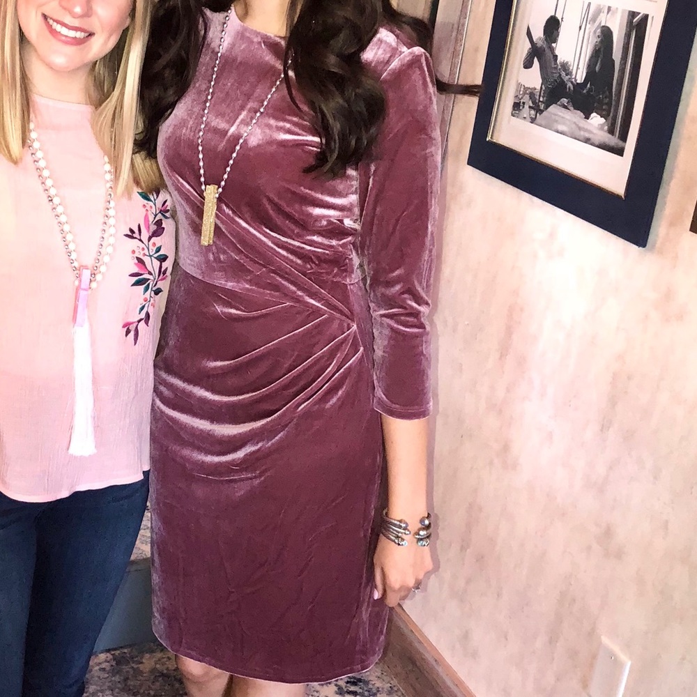 Eliza J velvet sheath cocktail dress Rose color